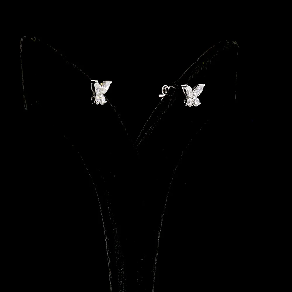 14K White Gold Butterfly Stud Earrings with Marquise and Brilliant Cut Lab Diamonds - 1.36 Carats Total Diamond Weight - Covaloro Fine Jewelry - Image 3