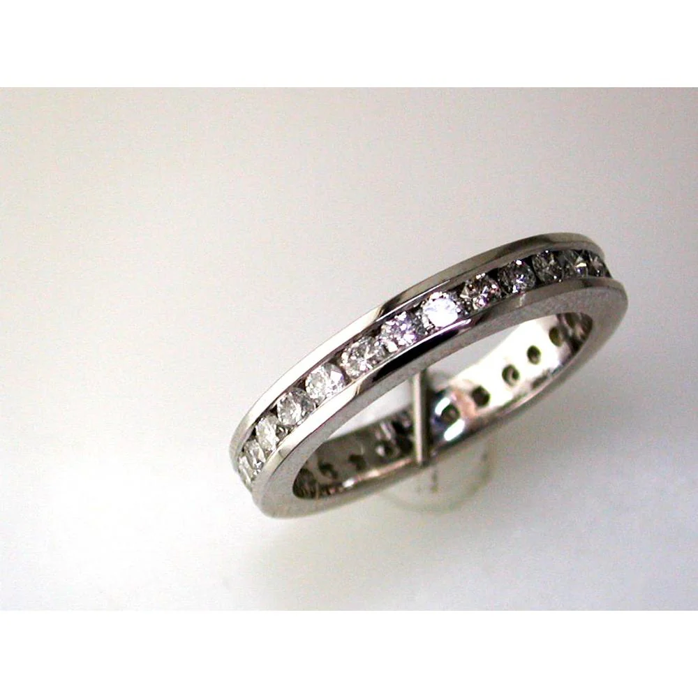14K White Gold Channel Set Round Diamond Wedding Band - 1.00 Carat Total Diamond Weight - Royal Jewelry