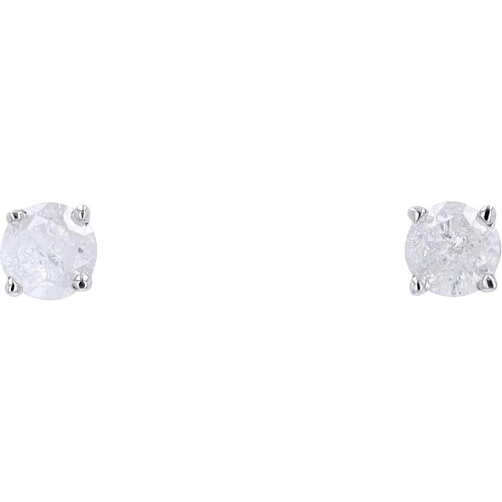 14K White Gold Classic Round Diamond Stud Earrings - 0.40 Carat Total Diamond Weight