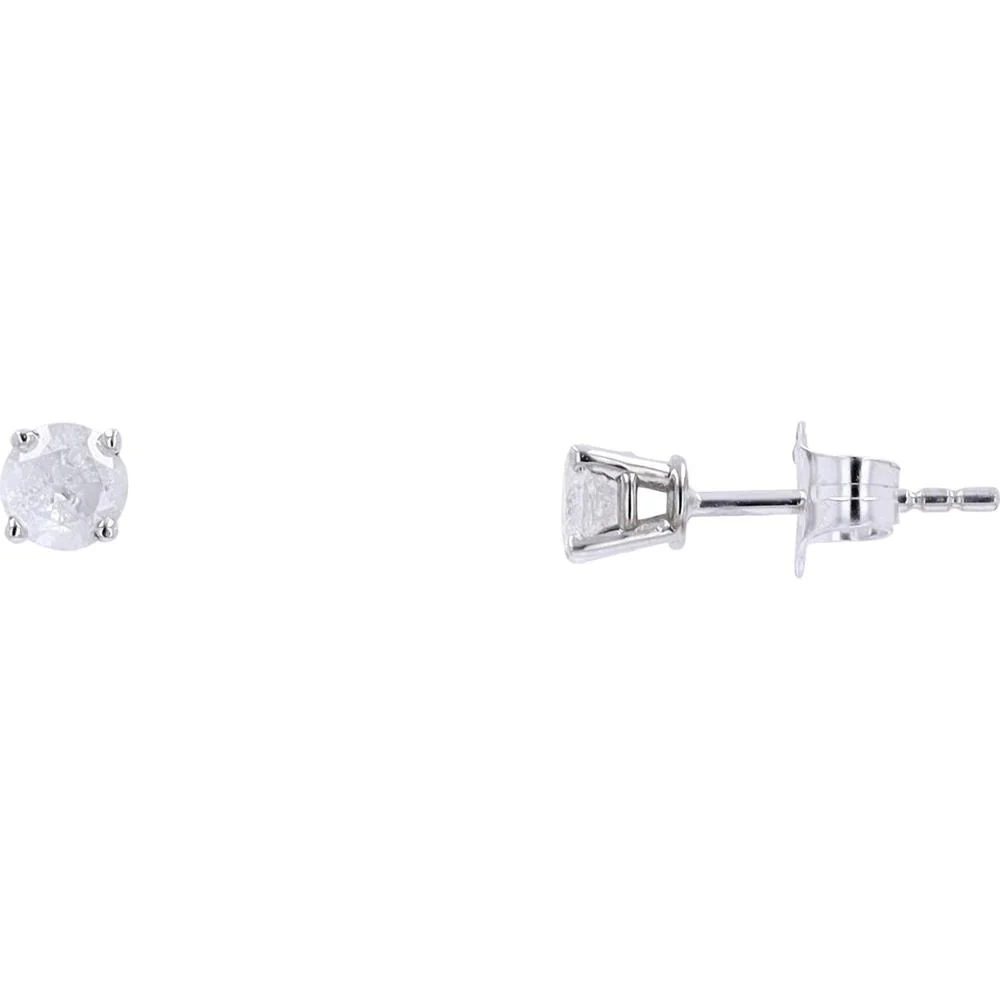 14K White Gold Classic Round Diamond Stud Earrings - 0.40 Carat Total Diamond Weight - Image 2