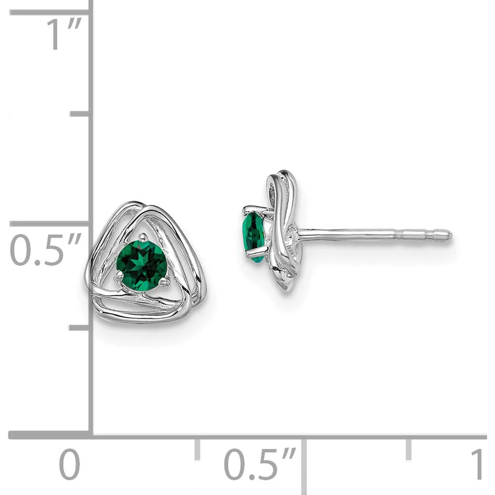 14K White Gold Created Emerald Post Earrings - 0.12 Carat Total Gem Weight by Oro Pregiato - Image 4