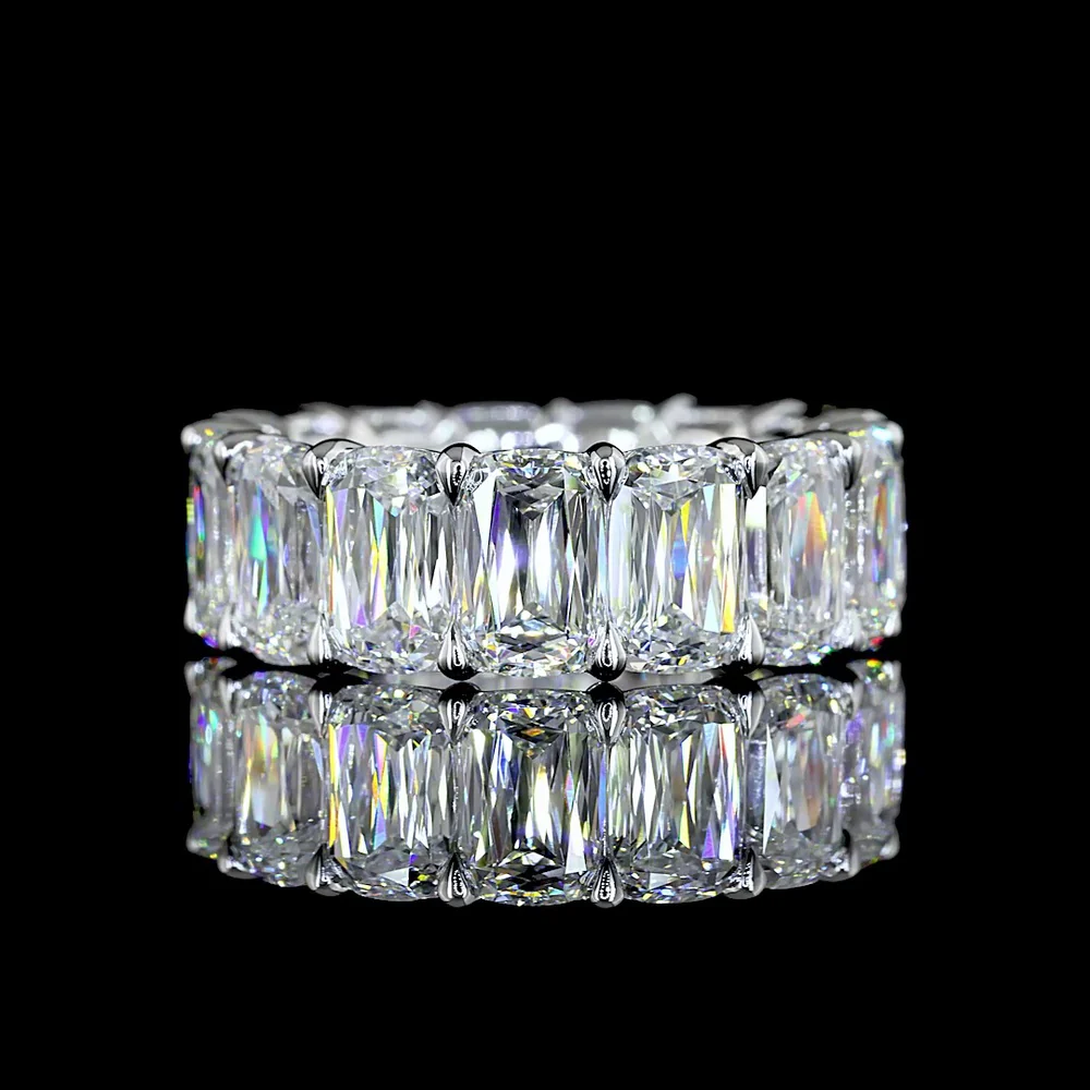 14K White Gold Criss Cut Diamond Eternity Band - 15 Lab Grown Diamonds, 12.76 Carat Total Weight, E-F VS Quality - Covaloro Fine Jewelry