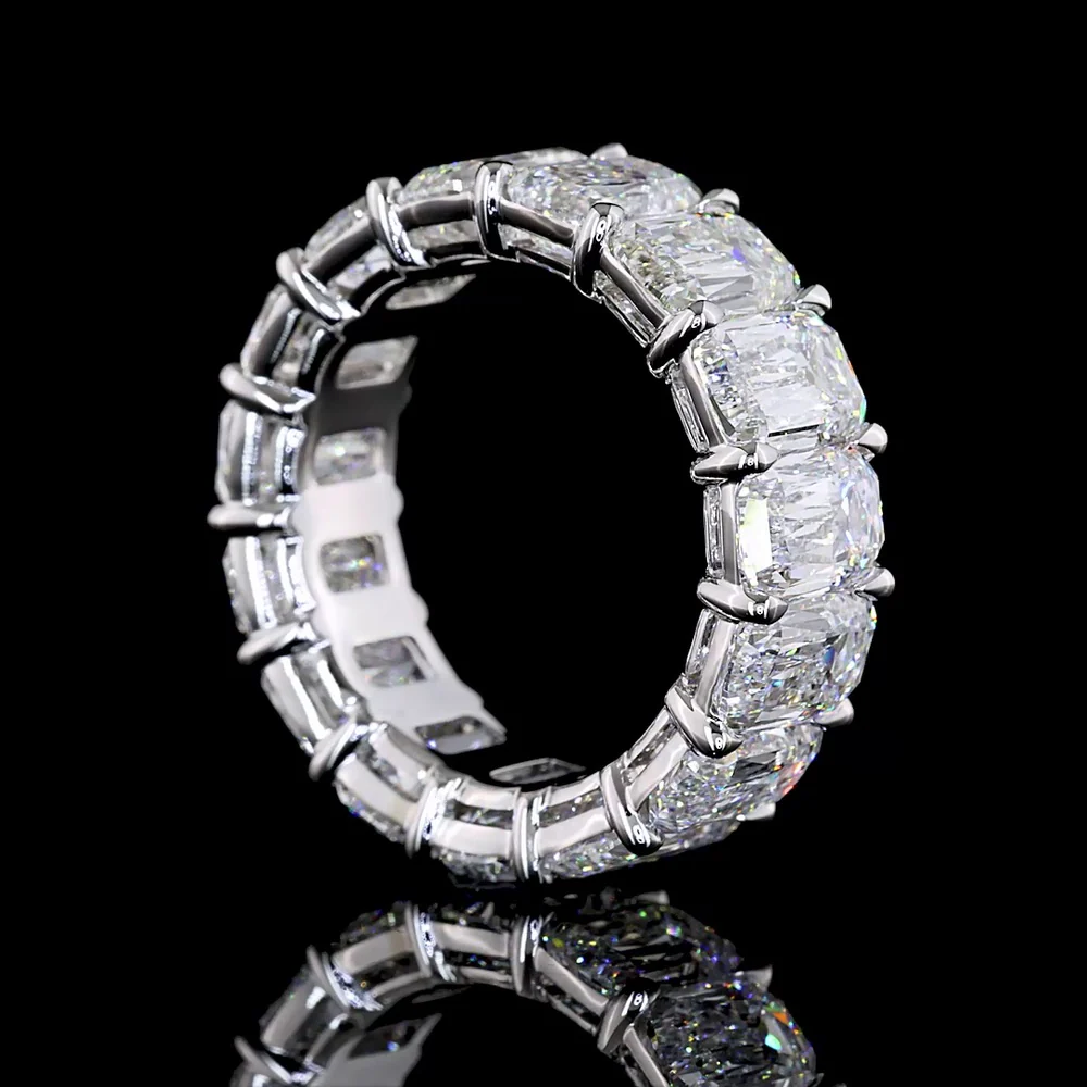 14K White Gold Criss Cut Diamond Eternity Band - 15 Lab Grown Diamonds, 12.76 Carat Total Weight, E-F VS Quality - Covaloro Fine Jewelry - Image 3