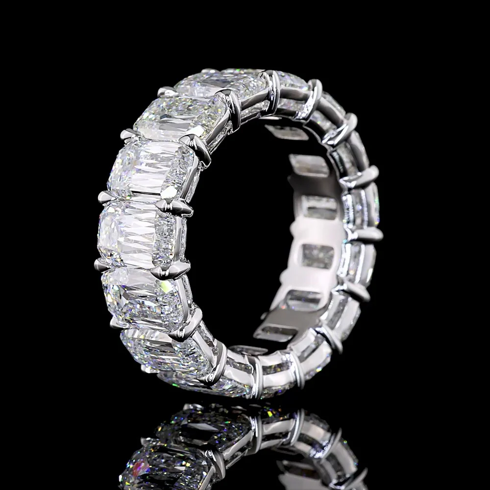 14K White Gold Criss Cut Diamond Eternity Band - 15 Lab Grown Diamonds, 12.76 Carat Total Weight, E-F VS Quality - Covaloro Fine Jewelry - Image 4