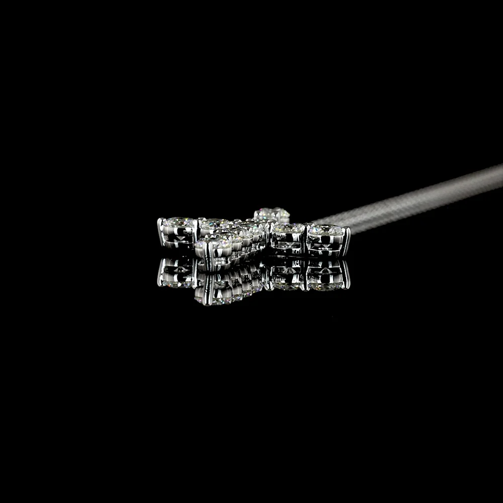 14K White Gold Cross Pendant with 11 Round Brilliant Cut Lab Diamonds - 1.01 Carat Total Weight, E-F Color VS1 Clarity - Covaloro Fine Jewelry - Image 3