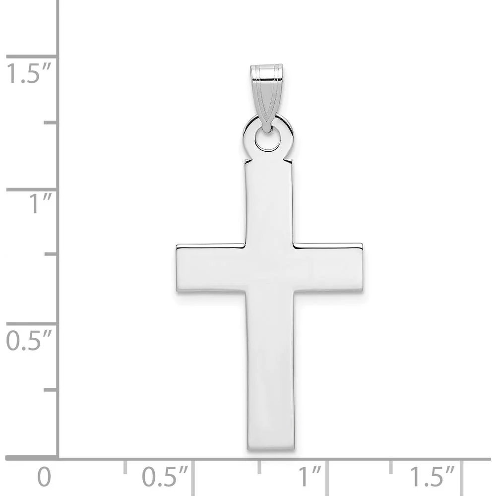 14K White Gold Cross Pendant with Polished Finish - Rhodium Plated by Oro Pregiato - Image 3