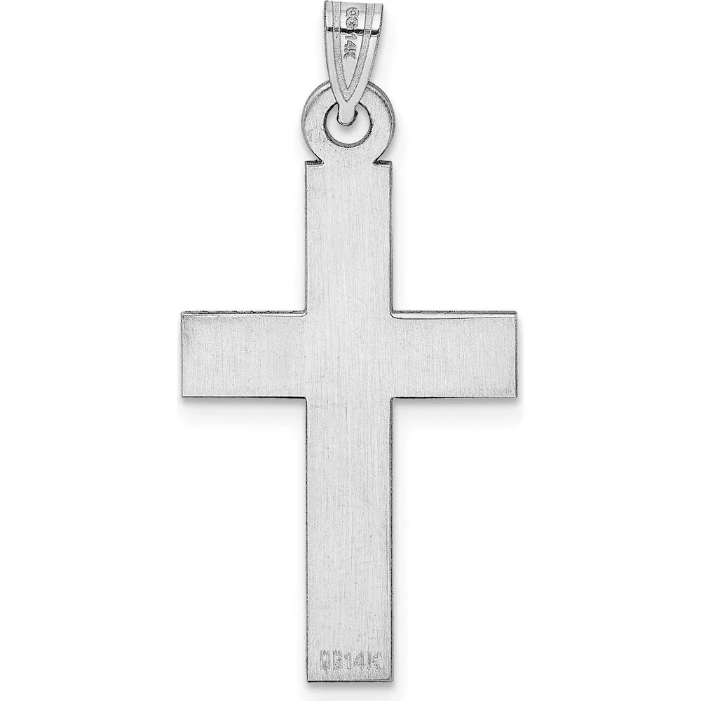 14K White Gold Cross Pendant with Polished Finish - Rhodium Plated by Oro Pregiato - Image 4