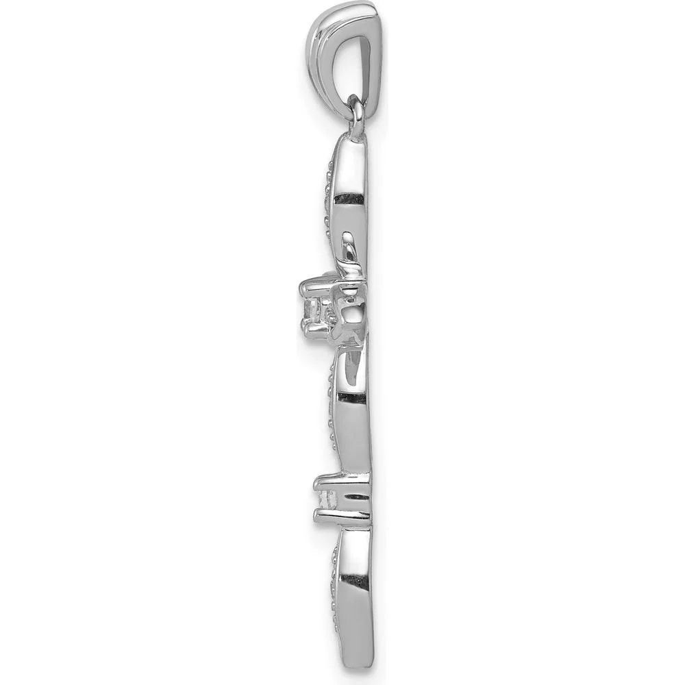 14K White Gold Cross Pendant with Round Diamonds - 0.10 Carat Total Diamond Weight by Monteluci Fine Jewelry - Image 2