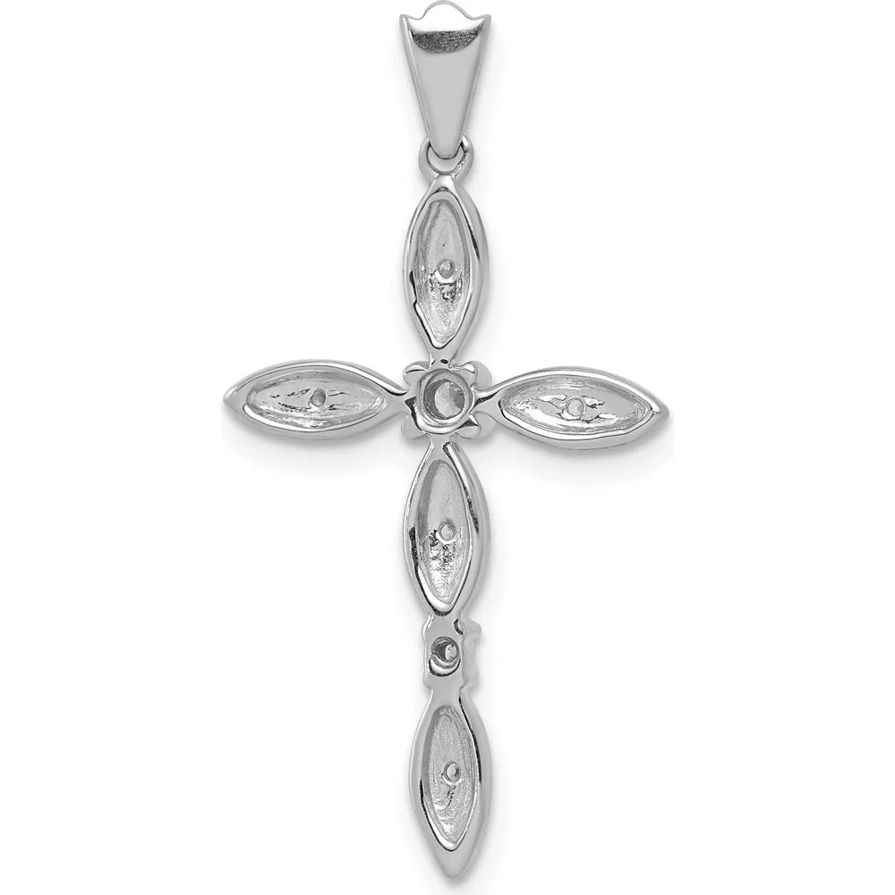 14K White Gold Cross Pendant with Round Diamonds - 0.10 Carat Total Diamond Weight by Monteluci Fine Jewelry - Image 3