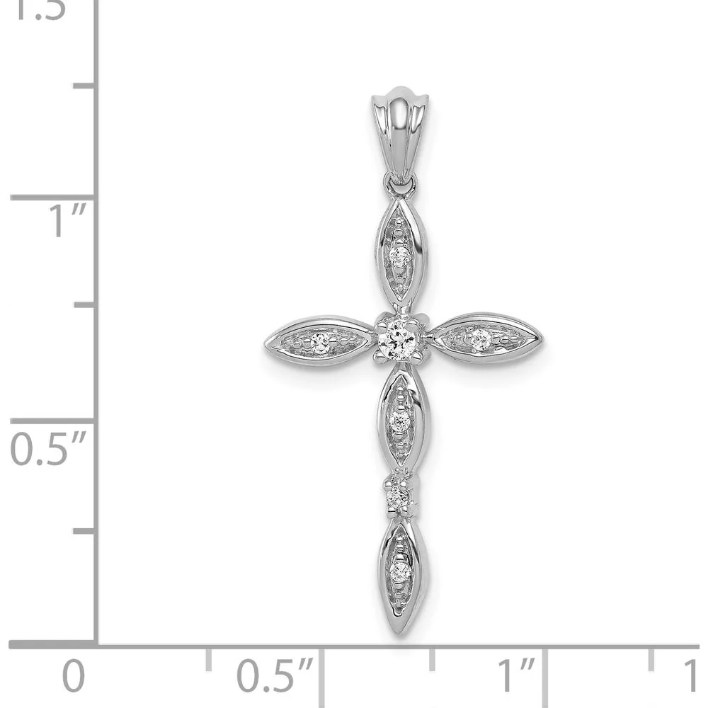 14K White Gold Cross Pendant with Round Diamonds - 0.10 Carat Total Diamond Weight by Monteluci Fine Jewelry - Image 4