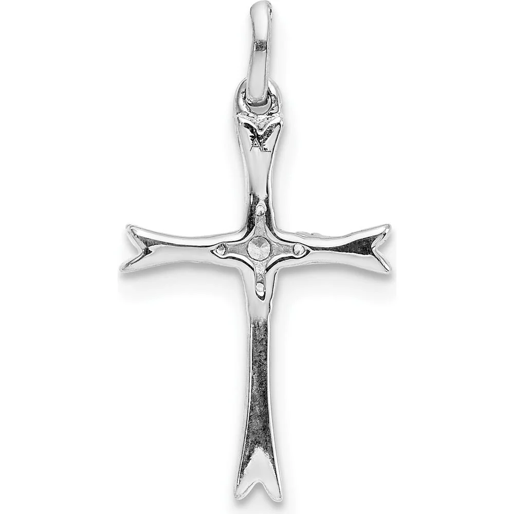 14K White Gold Cross Pendant with Round Natural Diamonds - 0.07 Carat Total Diamond Weight by Monteluci Fine Jewelry - Image 3