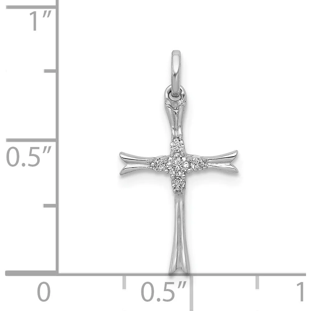 14K White Gold Cross Pendant with Round Natural Diamonds - 0.07 Carat Total Diamond Weight by Monteluci Fine Jewelry - Image 4