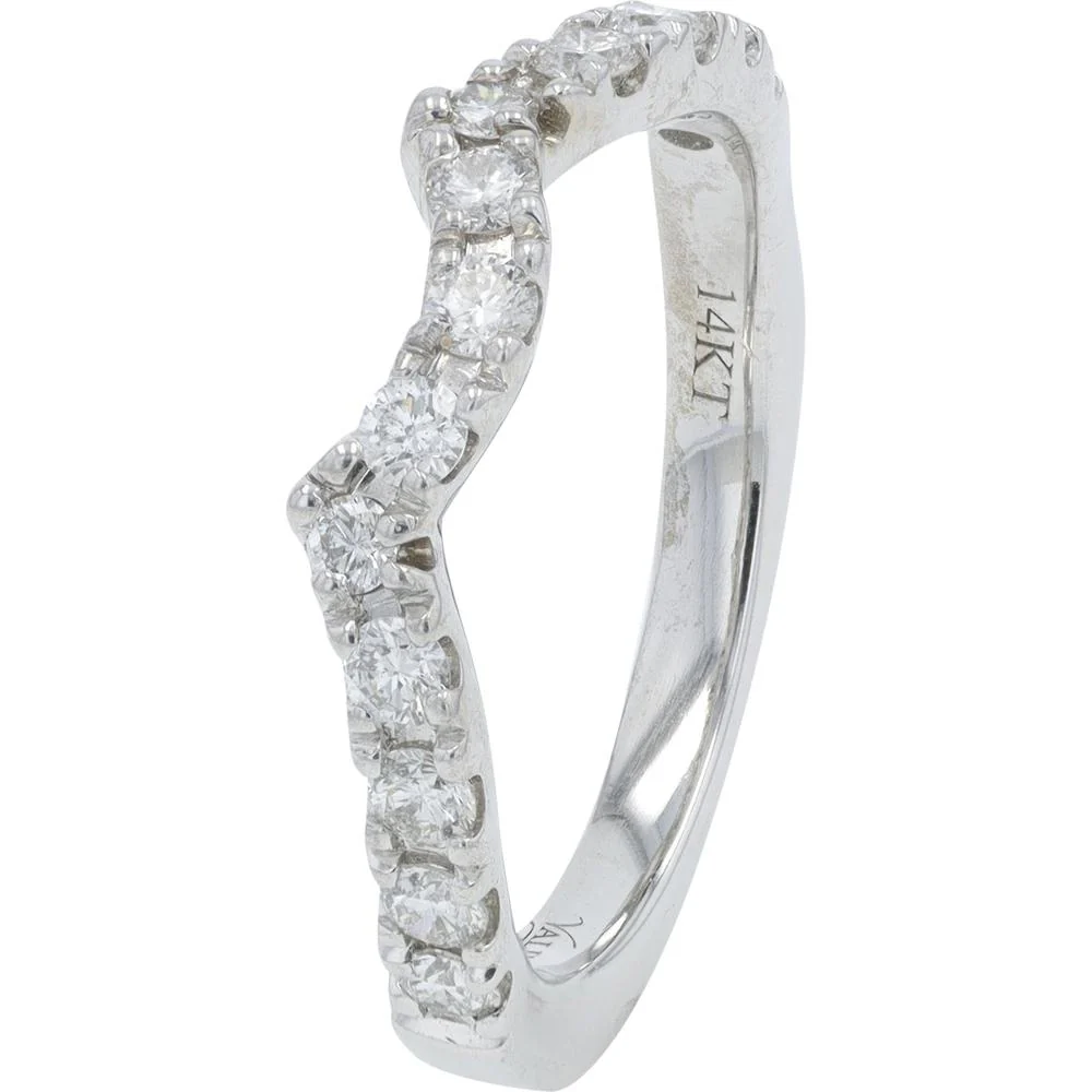 14K White Gold Curved Diamond Band - 0.50 Carat Total Diamond Weight