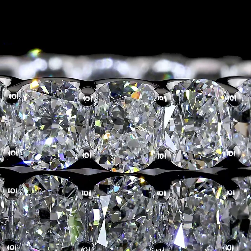 14K White Gold Cushion Brilliant Cut Lab Diamond Eternity Band - 3.20 Carat Total Weight, 21 Stones, E-F Color VS1 Clarity - Covaloro Fine Jewelry - Image 2