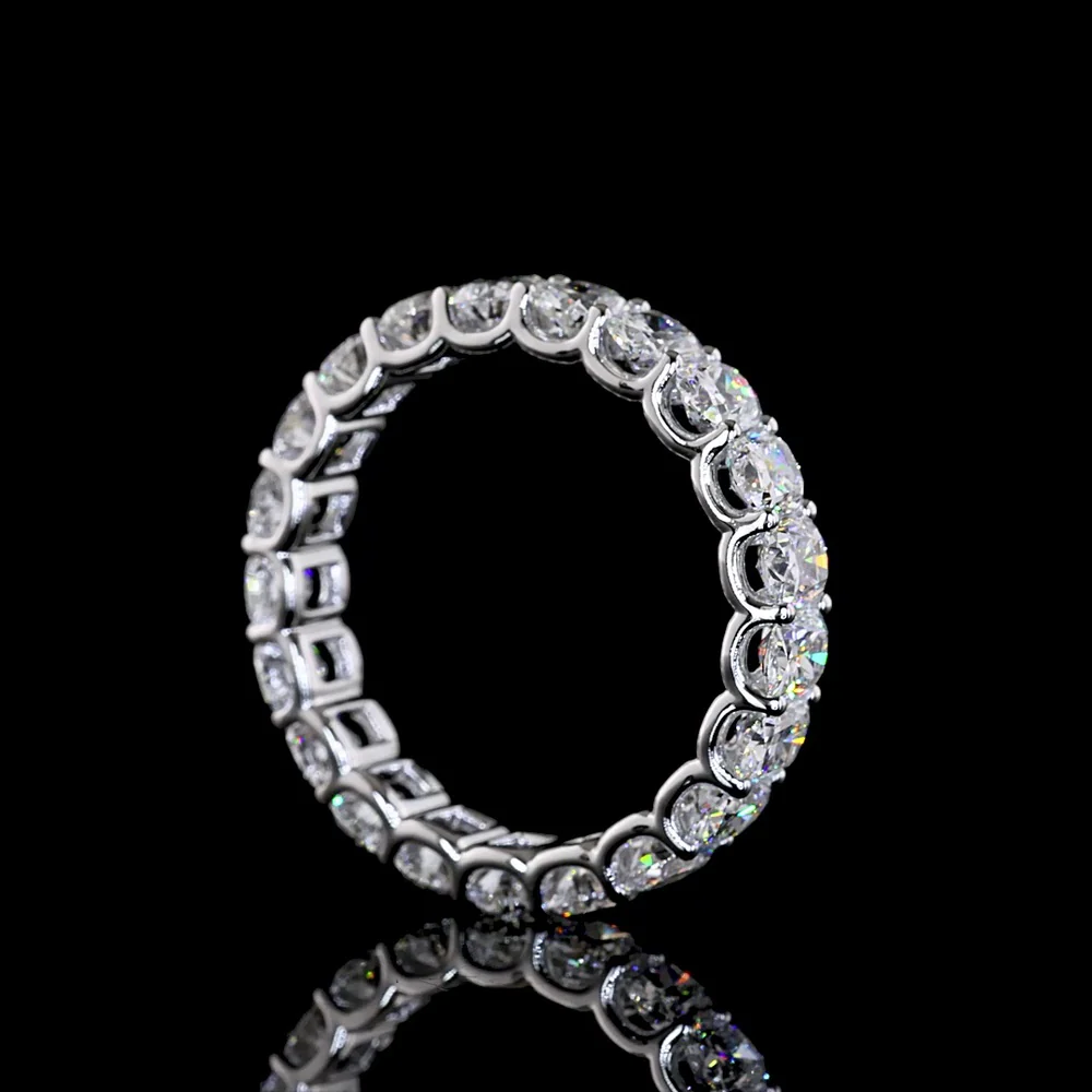 14K White Gold Cushion Brilliant Cut Lab Diamond Eternity Band - 3.20 Carat Total Weight, 21 Stones, E-F Color VS1 Clarity - Covaloro Fine Jewelry - Image 3