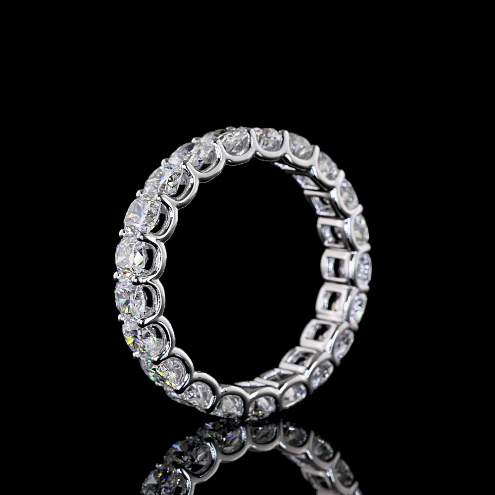 14K White Gold Cushion Brilliant Cut Lab Diamond Eternity Band - 3.20 Carat Total Weight, 21 Stones, E-F Color VS1 Clarity - Covaloro Fine Jewelry - Image 4