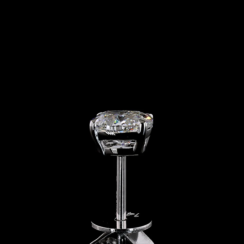 14K White Gold Cushion Brilliant Cut Lab Diamond Stud Earrings - 1.06 Total Carat Weight, D VVS2 Clarity, IGI Certified - Covaloro Fine Jewelry - Image 4