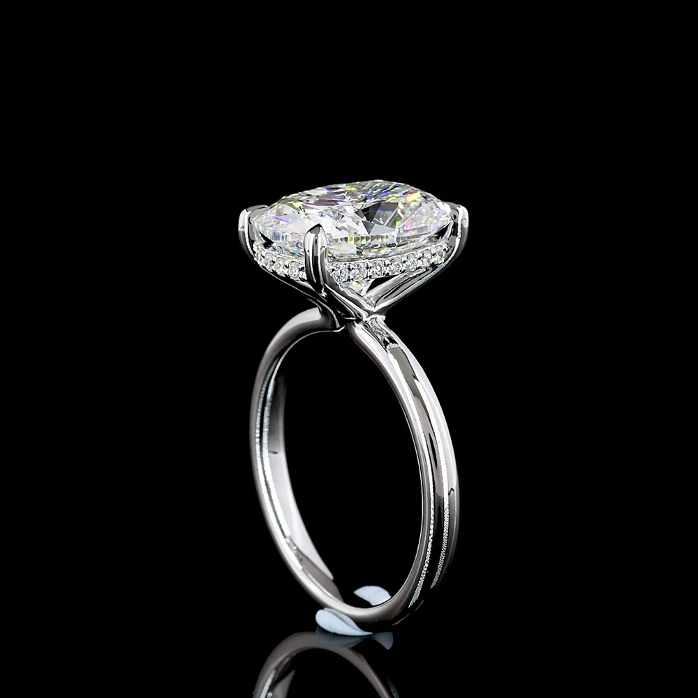 14K White Gold Cushion Brilliant Hidden Halo Ring with 5.02 Carat D VVS2 Lab Diamond Center and 0.11 Carat Diamond Accents - IGI Certified 5.13 Carat Total Weight - Covaloro Fine Jewelry - Image 3