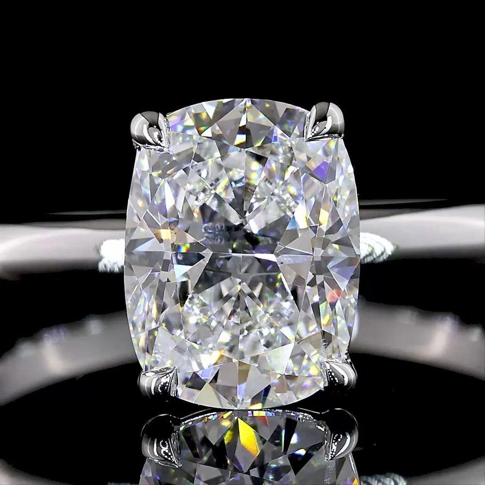 14K White Gold Cushion Brilliant Solitaire Ring with 2.01 Carat Lab Grown Diamond - E-F Color VS1 Clarity - Covaloro Fine Jewelry - Image 2