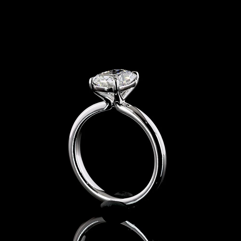 14K White Gold Cushion Brilliant Solitaire Ring with 2.01 Carat Lab Grown Diamond - E-F Color VS1 Clarity - Covaloro Fine Jewelry - Image 3