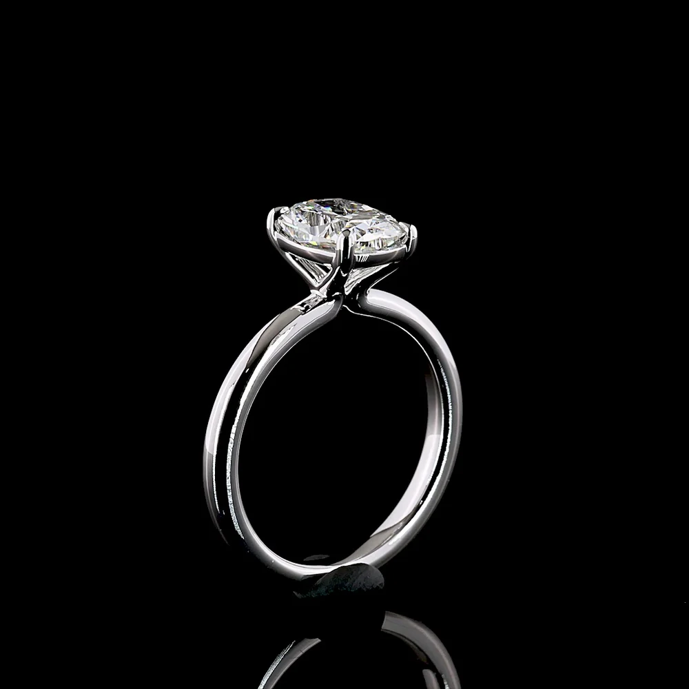 14K White Gold Cushion Brilliant Solitaire Ring with 2.01 Carat Lab Grown Diamond - E-F Color VS1 Clarity - Covaloro Fine Jewelry - Image 4