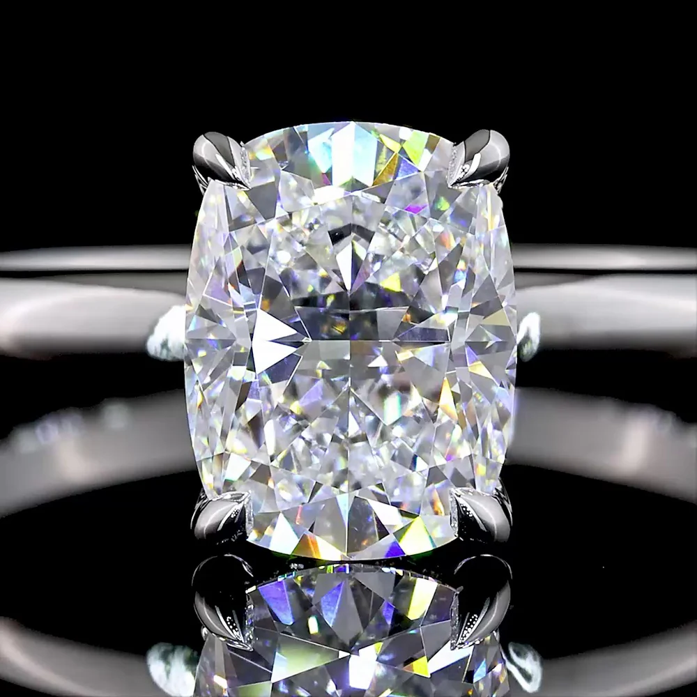 14K White Gold Cushion Modified Cut Hidden Halo Ring with 1.56 Carat D VS1 Lab Diamond Center and 0.07 Carat Brilliant Cut Accents - 1.63 Carat Total Diamond Weight - Covaloro Fine Jewelry - Image 2