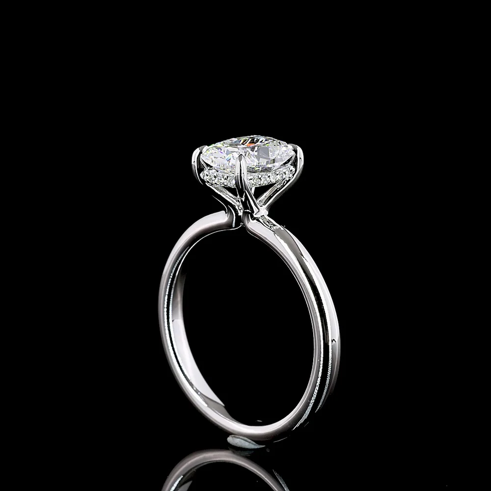 14K White Gold Cushion Modified Cut Hidden Halo Ring with 1.56 Carat D VS1 Lab Diamond Center and 0.07 Carat Brilliant Cut Accents - 1.63 Carat Total Diamond Weight - Covaloro Fine Jewelry - Image 3