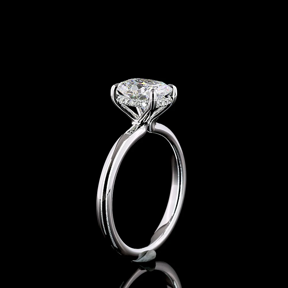 14K White Gold Cushion Modified Cut Hidden Halo Ring with 1.56 Carat D VS1 Lab Diamond Center and 0.07 Carat Brilliant Cut Accents - 1.63 Carat Total Diamond Weight - Covaloro Fine Jewelry - Image 4