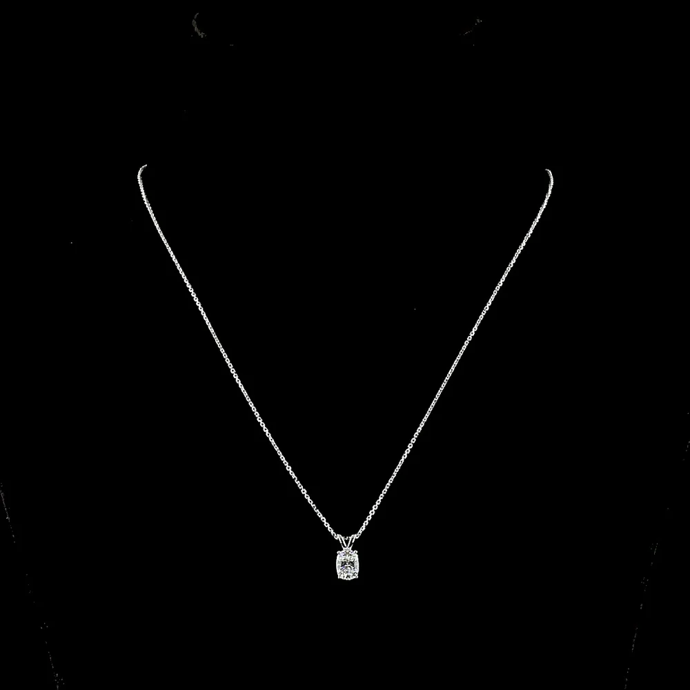 14K White Gold Cushion Modified Cut Laboratory Diamond Solitaire Pendant - 1.07 Carat Total Diamond Weight, E-F Color, VVS2 Clarity - Covaloro Fine Jewelry - Image 4