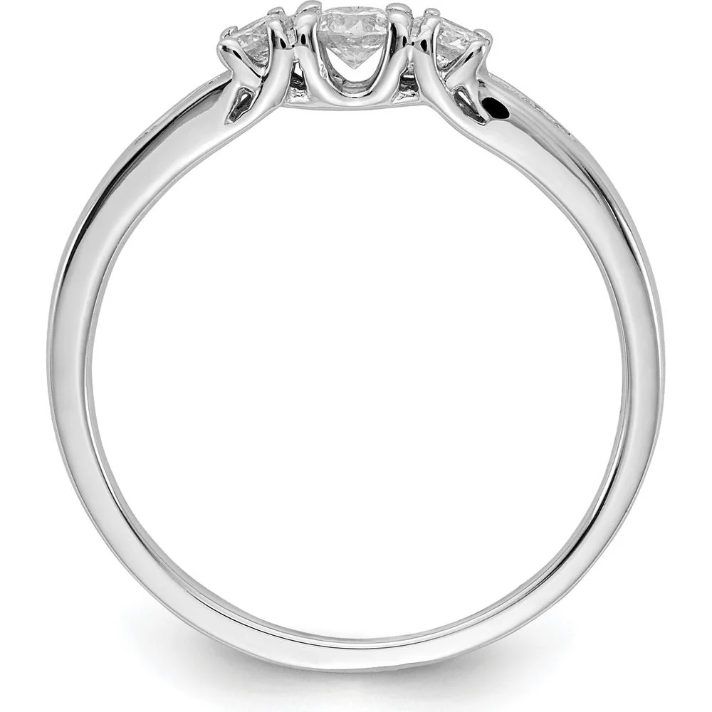 14K White Gold Diamond 3-Stone Ring with Round Brilliant Cut Diamonds - 0.19 Carat Total Diamond Weight - Size 6.75 by Monteluci Fine Jewelry - Image 2