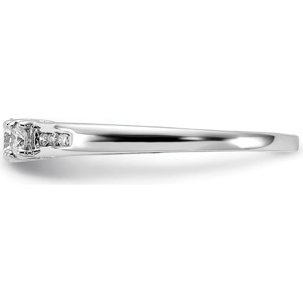 14K White Gold Diamond 3-Stone Ring with Round Brilliant Cut Diamonds - 0.19 Carat Total Diamond Weight - Size 6.75 by Monteluci Fine Jewelry - Image 3
