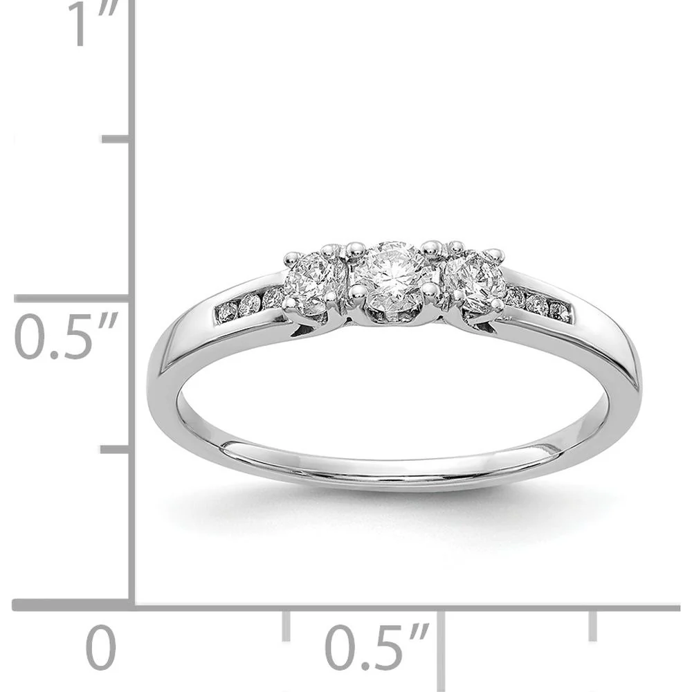 14K White Gold Diamond 3-Stone Ring with Round Brilliant Cut Diamonds - 0.19 Carat Total Diamond Weight - Size 6.75 by Monteluci Fine Jewelry - Image 4