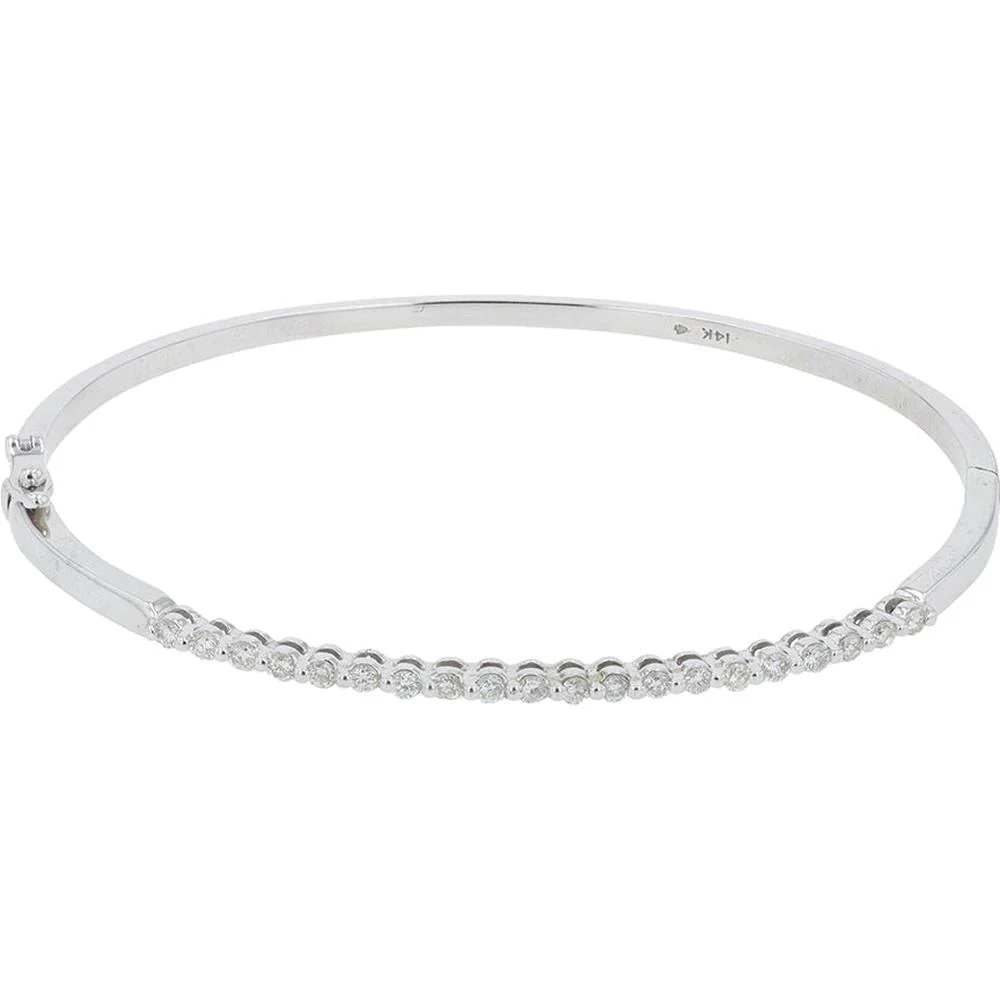 14K White Gold Diamond Bangle - 0.38 Carat Total Diamond Weight - Image 2