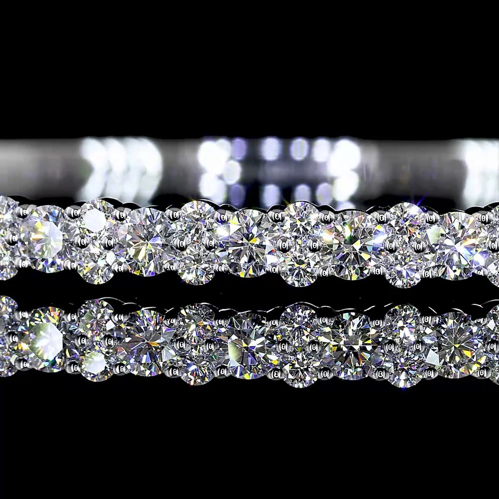 14K White Gold Diamond Bangle Bracelet with 53 Brilliant Round Cut Lab Grown Diamonds (E-F/VS) - 2.45 Carat Total Weight - Covaloro Fine Jewelry - Image 2