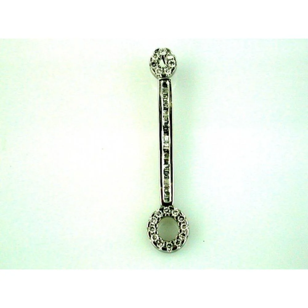 14K White Gold Diamond Bar Pendant with Round Brilliant Cut Diamond Cluster Motifs – 0.25 Carat Total Diamond Weight - Royal Jewelry