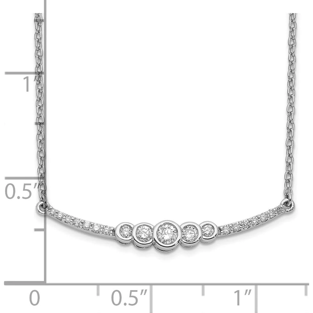 14K White Gold Diamond Bezel-set Curved Bar Necklace - 1/5 Carat Total Diamond Weight by Monteluci Fine Jewelry - Image 3