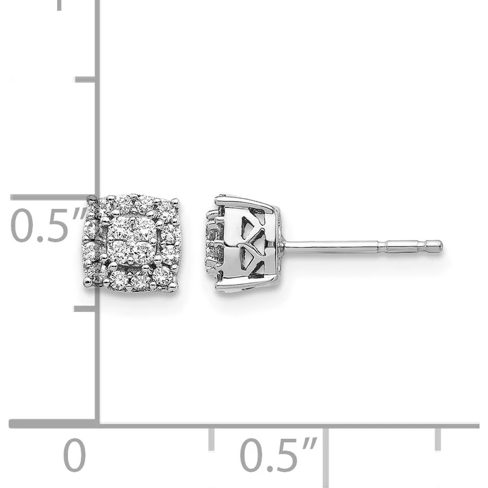 14K White Gold Diamond Button Post Earrings with Round Cluster Design - 0.32 Carat Total Diamond Weight by Monteluci Fine Jewelry - Image 4