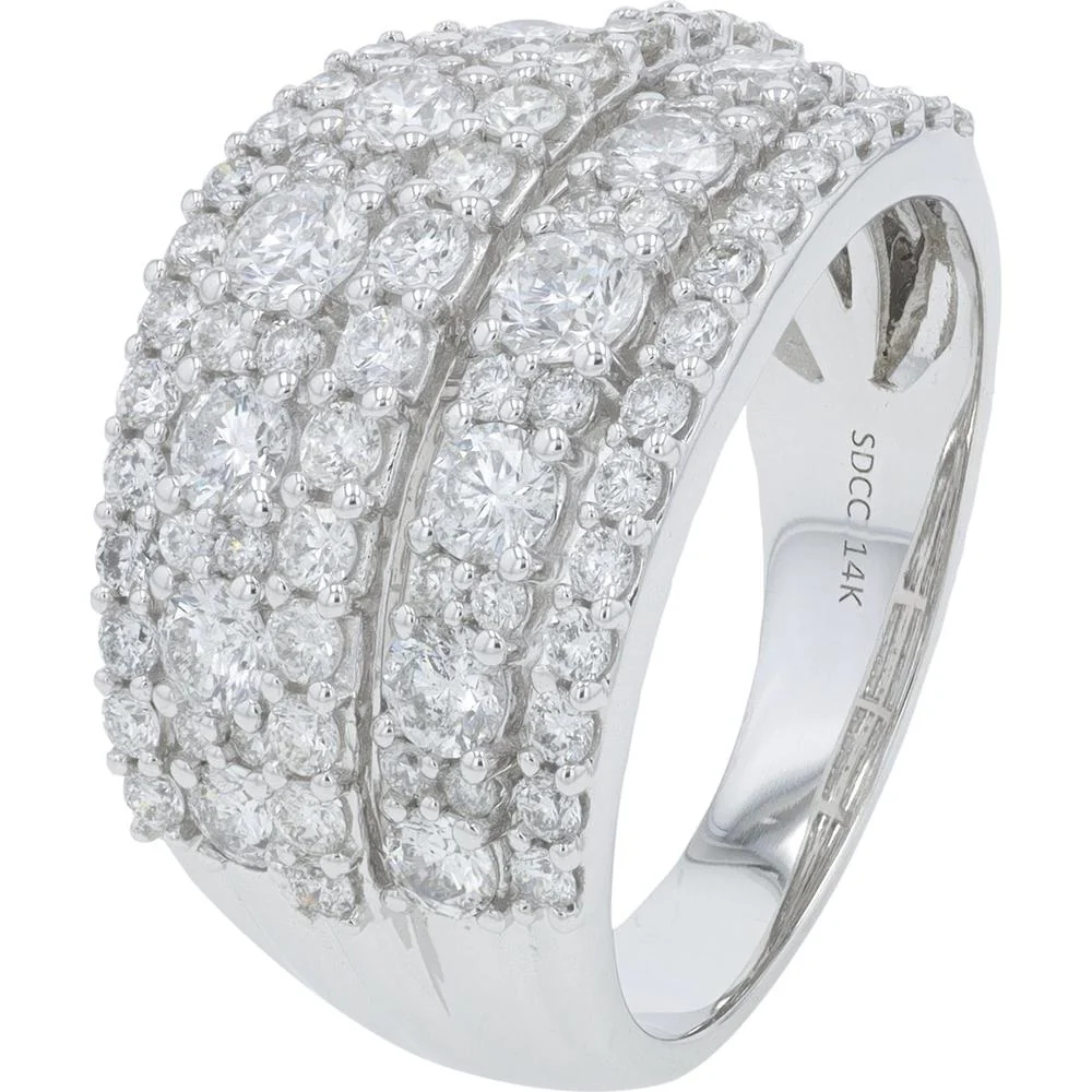14K White Gold Diamond Cluster Ring - 2.00 Carat Total Diamond Weight