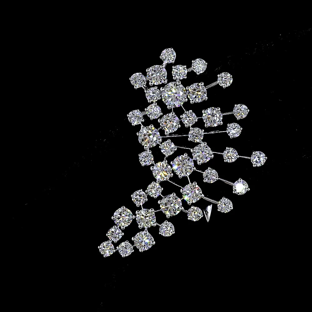 14K White Gold Diamond Crawler Earrings with Brilliant Round Cut Lab Diamonds - 3.94 Carat Total Weight, E-F Color VS1 Clarity - Covaloro Fine Jewelry - Image 2