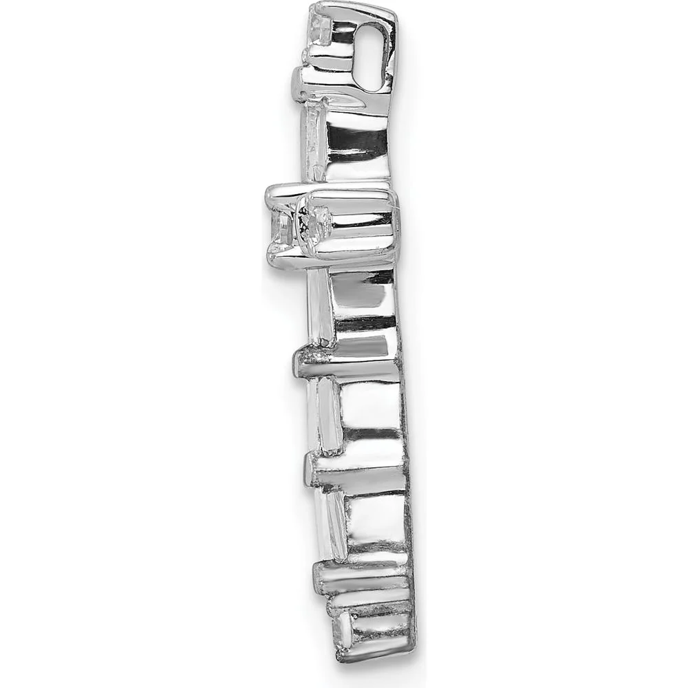 14K White Gold Diamond Cross Chain Slide Pendant with Round and Baguette Diamonds - 1/3 Carat Total Diamond Weight by Monteluci Fine Jewelry - Image 2