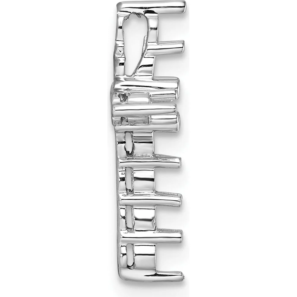 14K White Gold Diamond Cross Pendant with 11 Round Diamonds - Rhodium Plated by Oro Pregiato - Image 2