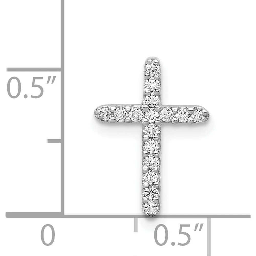 14K White Gold Diamond Cross Pendant with Prong-Set Round Diamonds - 1/8 Carat Total Diamond Weight by Monteluci Fine Jewelry - Image 4