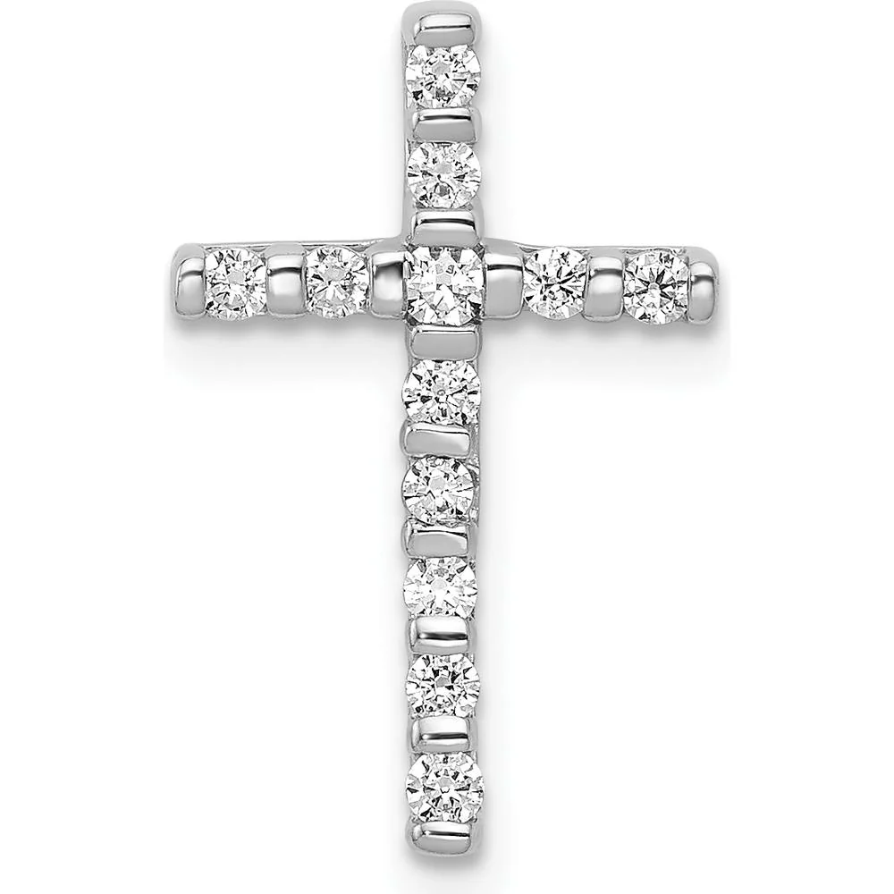 14K White Gold Diamond Cross Pendant with Round Diamonds - 1/4 Carat Total Diamond Weight by Monteluci Fine Jewelry