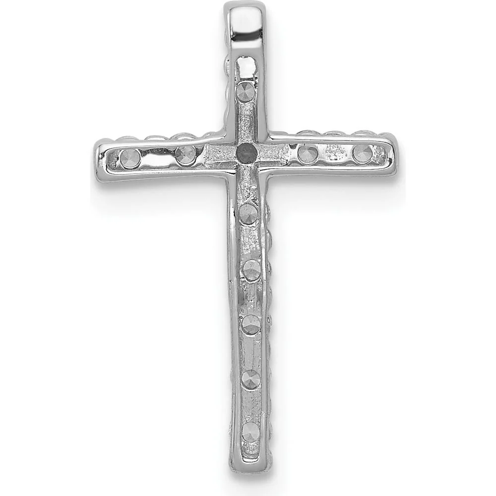 14K White Gold Diamond Cross Pendant with Round Diamonds - 1/4 Carat Total Diamond Weight by Monteluci Fine Jewelry - Image 3