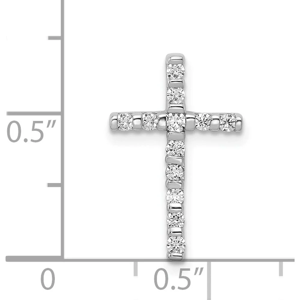 14K White Gold Diamond Cross Pendant with Round Diamonds - 1/4 Carat Total Diamond Weight by Monteluci Fine Jewelry - Image 4