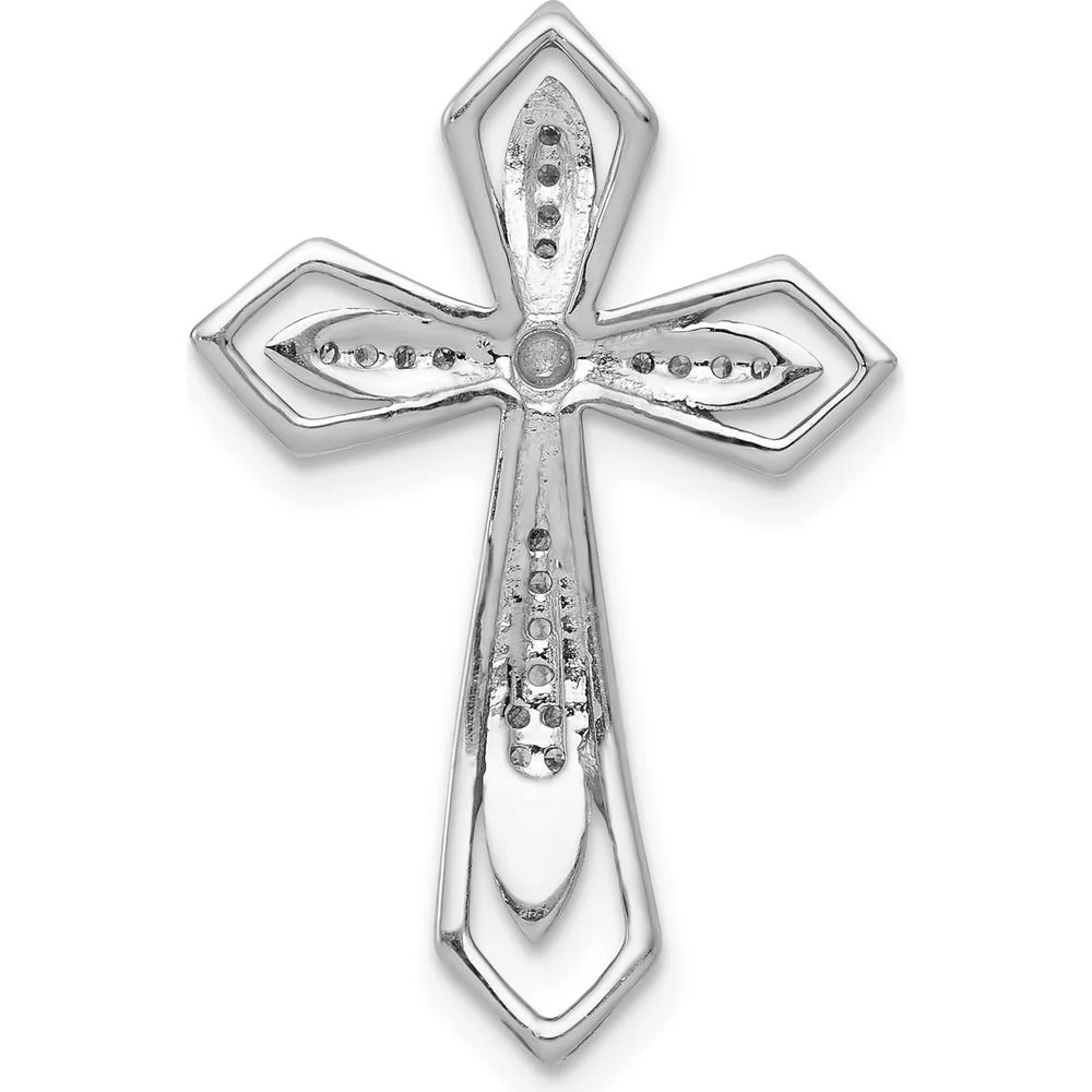 14K White Gold Diamond Cross Slide Pendant with 1/15 Carat Total Diamond Weight by Monteluci Fine Jewelry - Image 3