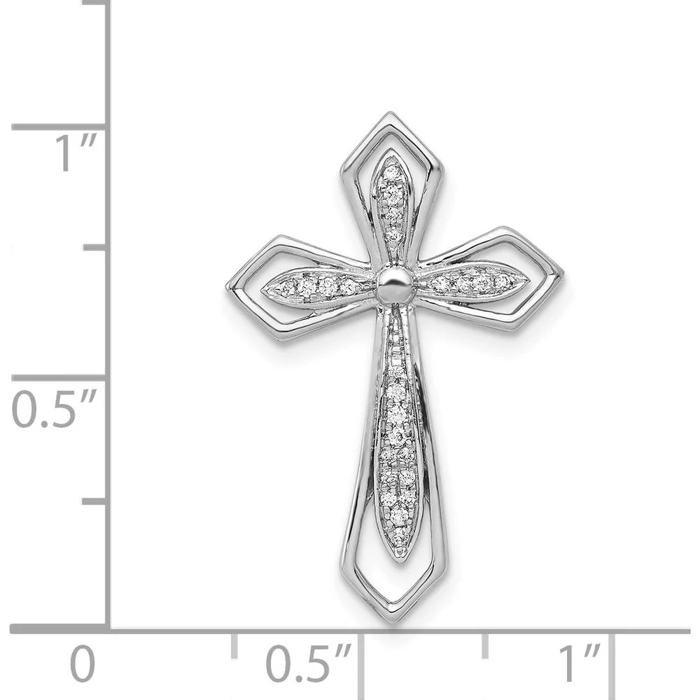 14K White Gold Diamond Cross Slide Pendant with 1/15 Carat Total Diamond Weight by Monteluci Fine Jewelry - Image 4