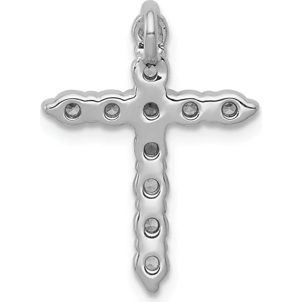 14K White Gold Diamond Cross Slide Pendant with 11 Round Natural Diamonds - 0.50 Carat Total Diamond Weight by Monteluci Fine Jewelry - Image 3