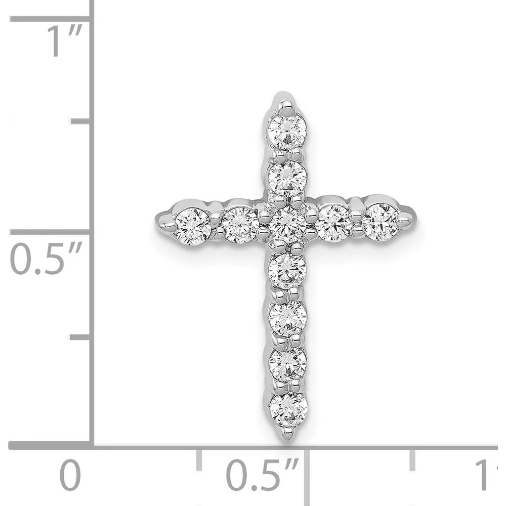 14K White Gold Diamond Cross Slide Pendant with 11 Round Natural Diamonds - 0.50 Carat Total Diamond Weight by Monteluci Fine Jewelry - Image 4