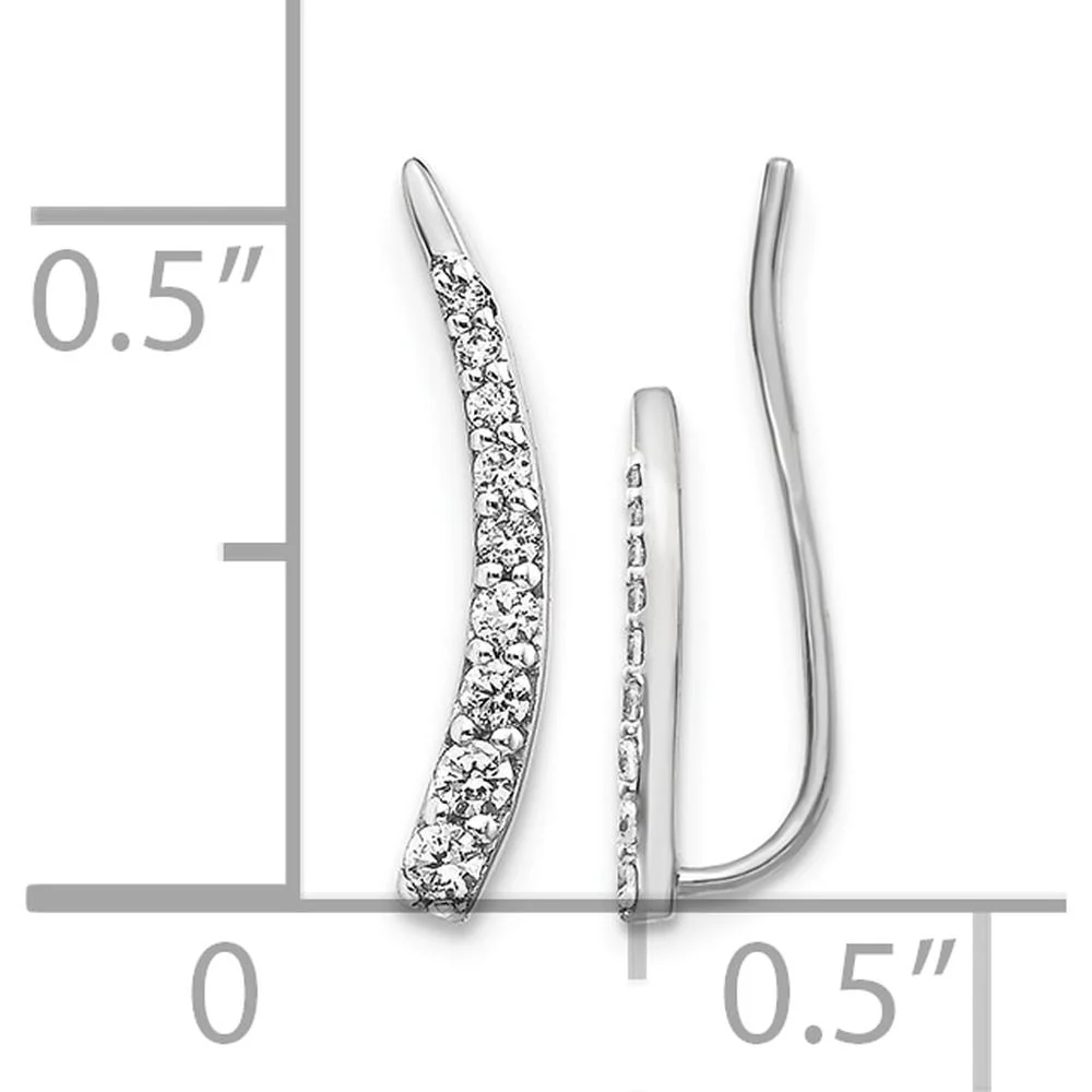 14K White Gold Diamond Ear Climber Earrings - 0.08 Carats Total Diamond Weight by Monteluci Fine Jewelry - Image 4
